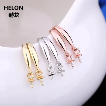 

925 Sterling Silver Drop Earrings for Women 5-9mm Round Bead & Pearl Semi Mount Earrings Fine Jewelry Trendy Wholesale