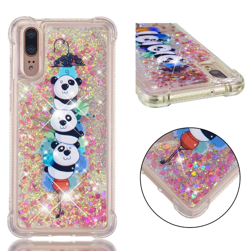

Glitter Cute Panda Quicksand Case for Huawei Mate 20 10 Lite P30 P20 Pro Case Dynamic Animal Flower Unicorn Air Cushion Cover