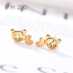 Enzo чистый 18 К Золотой Серебристый медведь Jewelry Для женщин Miss подарок для девочек вечерние женские серьги-гвоздики Solid лидер продаж; новинка