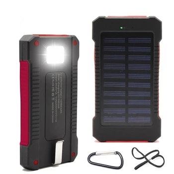 

HK LiitoKala Lii-D006 Power Bank 20000mah Solar Power Bank Solar Charger Dual USB Power Bank with LED Light