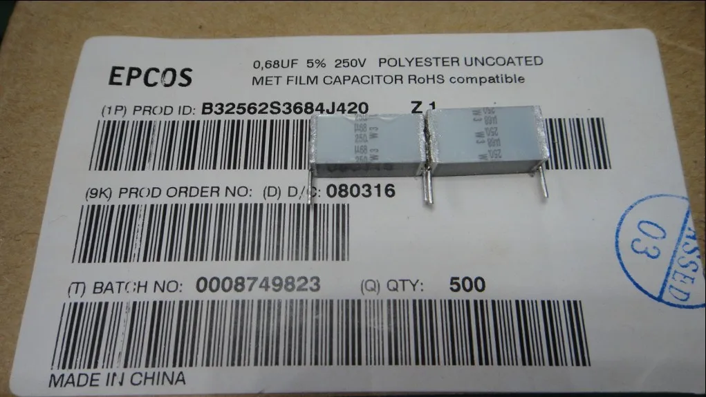 

2019 hot sale 20PCS/50PCS EPCOS 0.68uf/250v 680nf u68 684 new Melaleuca cake capacitance B32562S3684J free shipping