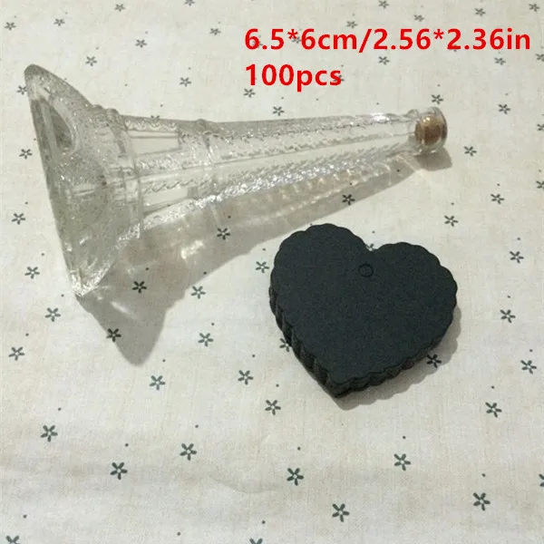 6.5X6cm Black Крафт-бумага сердце тег этикетка лист цветной бумаги черный/белый подарочная карта Свадебная вечеринка diy украшения яловой картон этикетки для одежды - Цвет: 6.5X6cm Black
