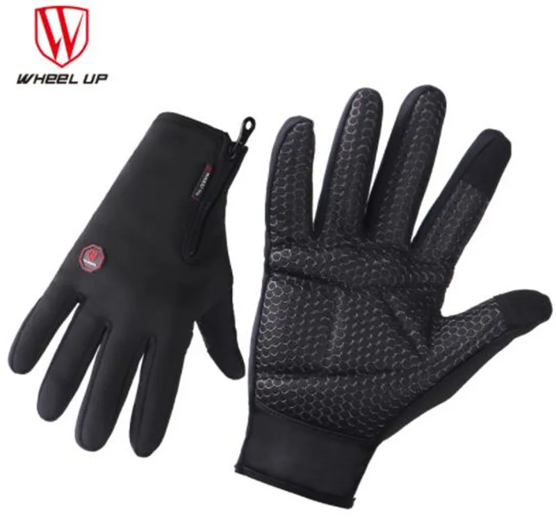 

WHEEL UP Men Sports Full Finger Anti-Slip Breathable Fleece Bike Mittens Gloves Cycling Gloves Winter MTB Road Bike Gloves