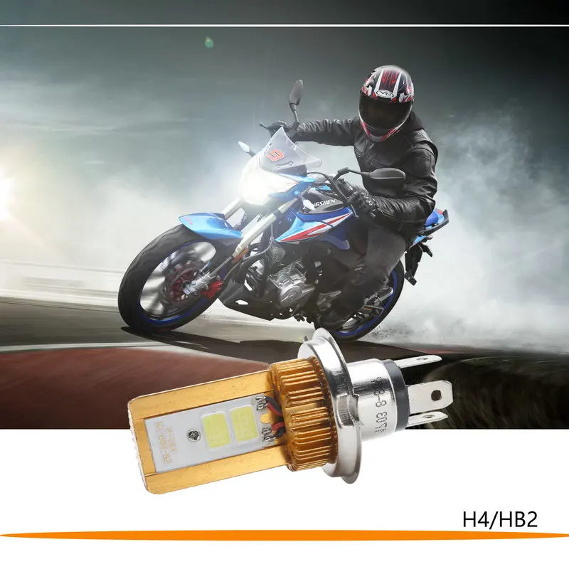 H4/Ba20D Moto R Phare Fiale Cob Led 8-80V 1000Lm H/L Lampe Scooter Atv Moto Accessori Feux De Brouillard 6000K Blanc