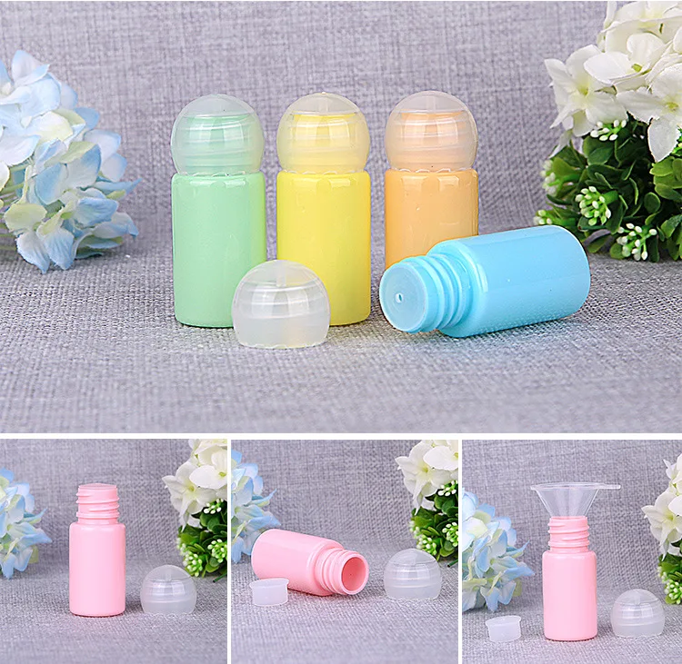 10ml Refillable Macaroon Color Squeeze Bottle with Ball Cover for Essence Emulsion TSA Airline Approved 50pcs/lot P196