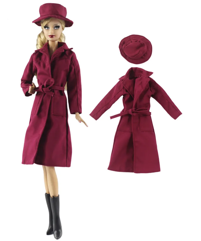 

NK One Set Doll Dress Fashion Super Model Coat Modern Outfit Daily Wear Hat For Barbie Doll Accessories Gift Baby Toys 92C