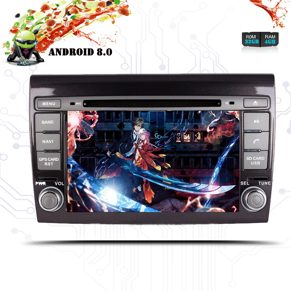 Best 2 Din Android 8.0 Car Multimedia player For Fiat/Bravo 2007 2008 2009 2010 2011 2012 DVD Automotivo GPS Radio 4 GB RAM Stereo 2