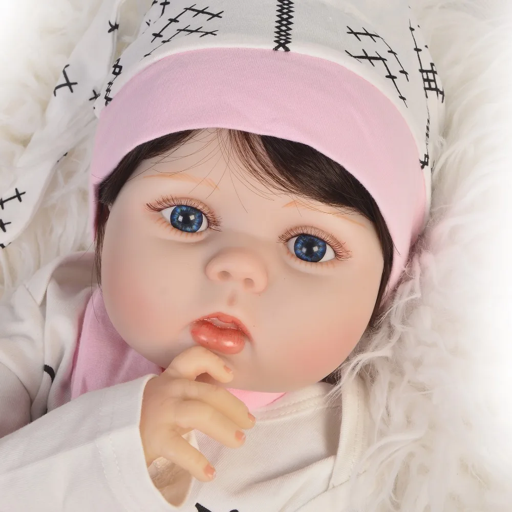 23 "57 см полная силиконовая кукла reborn baby doll новорожденная девочка bebes reborn может купать игрушку Кукла подарок boneca reborn силикон completa