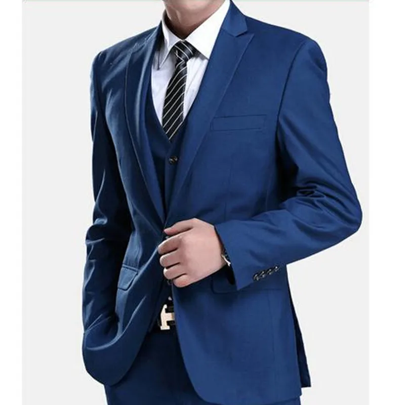 201 Peaked Lapel 3Pieces(JacketPantVentTie)Fashion Terno Masculino Custume Made Formal Wedding Party Prom Men Suits One Button Slim