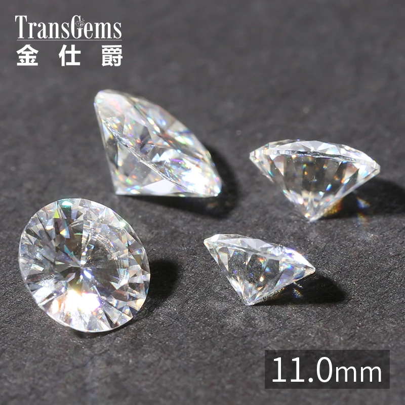 TransGems 1 шт. 11 мм 5 карат Сертифицированный F бесцветный Муассанит свободный