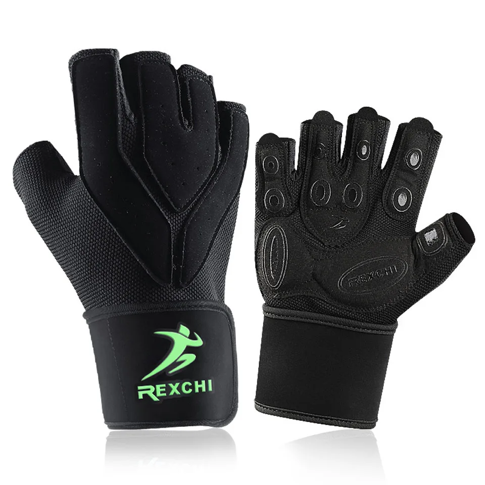Перчатки для фитнеса и тренажерного зала мужские и женские Противоскользящие силиконовые перчатки для тяжелой атлетики с напульсным обертыванием для кроссфита тренировки бодибилдинга - Цвет: Black XG18