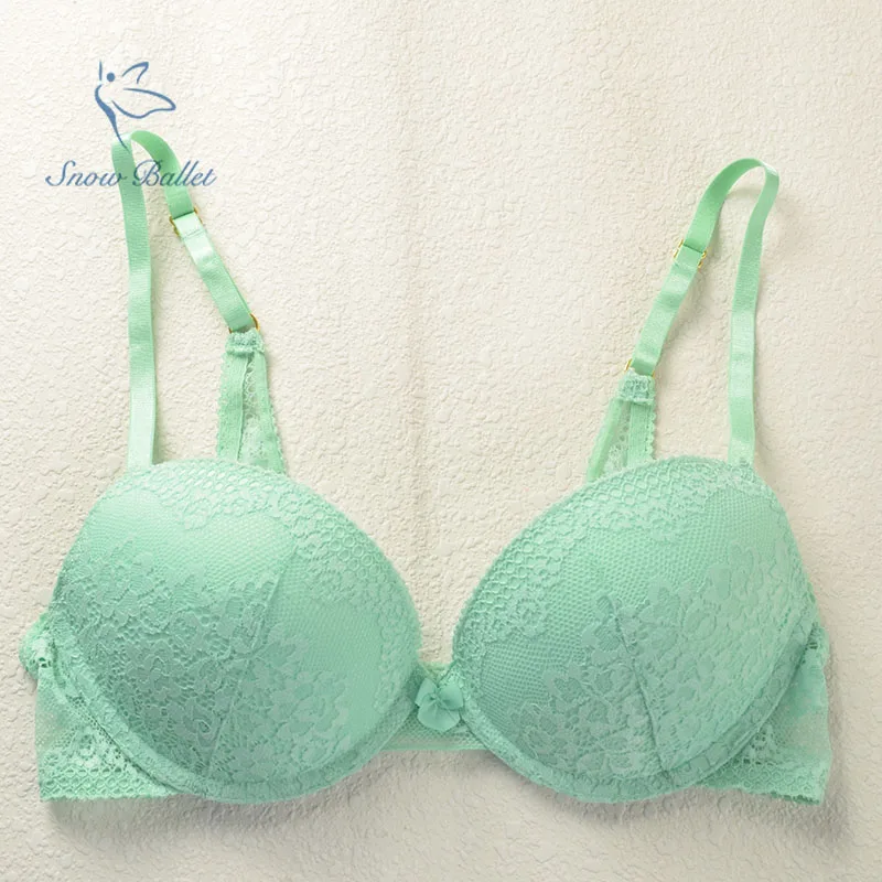 

new arrival 3/4 cup full lace bra women underwear sexy lingerie special back strap intimates green color with push up