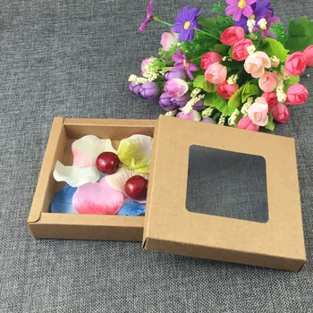 

12pcs/lot kraft paper Macarons boxes, kraft packaging box with window ,cookie kraft box ,kraft catron cake box