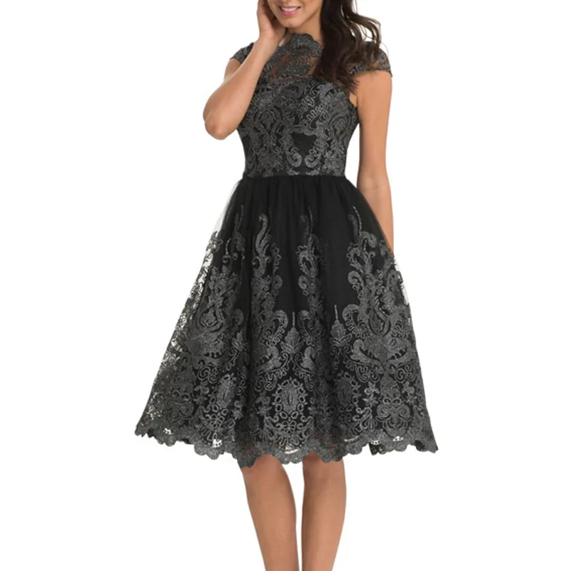 New Cheap cSCx7 ALABIFU Women Summer Dress 2019 Plus Size Casual Sexy Hollow Out Lace Dress Ball Gown Elegant Party Dress vestidos