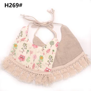 

DHL 100set Baby Double-Sided Printing Tassel Saliva Towel Bibs Head Scarf
