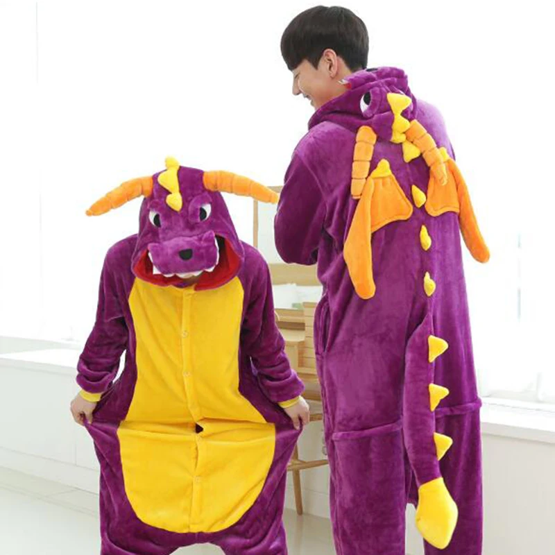 

New Women Men Lover Oversize Pajamas Autumn Winter Adult Flannel Animal Funny Animal Dinosaur Sleepwear Home Wear Couple Pajamas