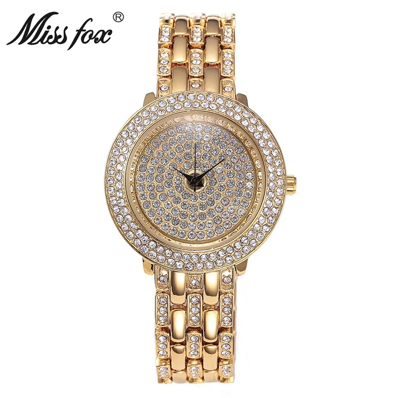 

Miss Fox Brand Luxury Fashion Women Quartz Watch Water Resistant Gold Watches Diamond Timepiece Ladies Clock Montre Femme Gift