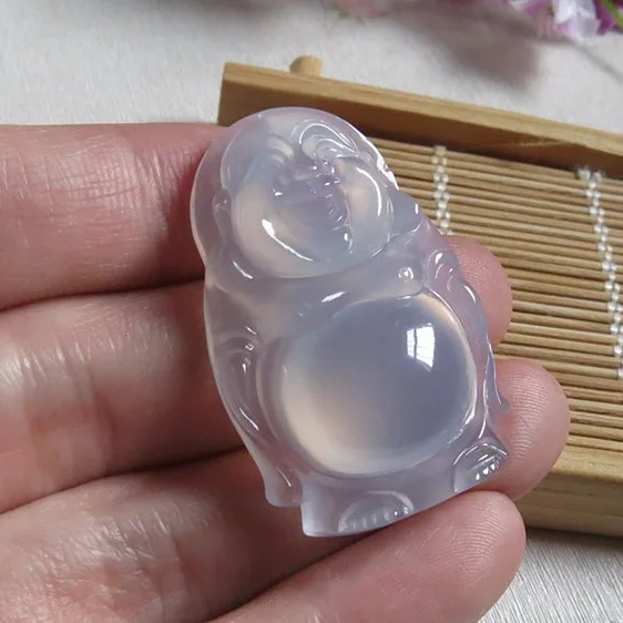 

Free Shipping With Certificate High Quality Smile Face Buddha Necklace Pendant Lucky Pendant Ice