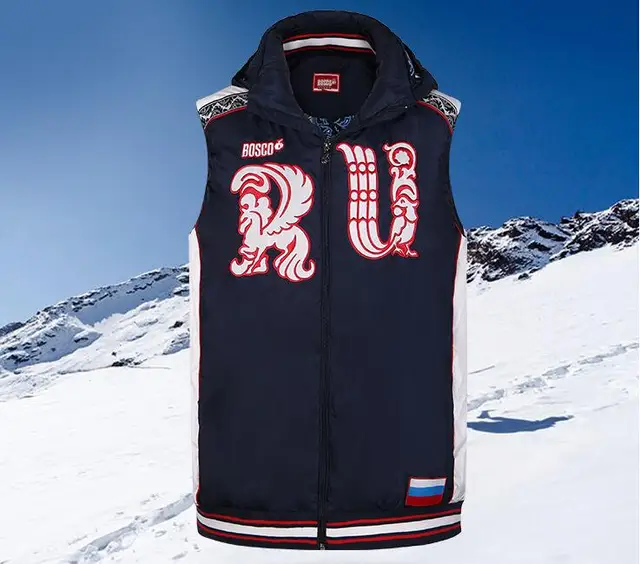US $48.00 Mens Winter Sport Russian Team Down Cotton Vests Forward Russia Jacket Male Pockets Coat For Men Sp