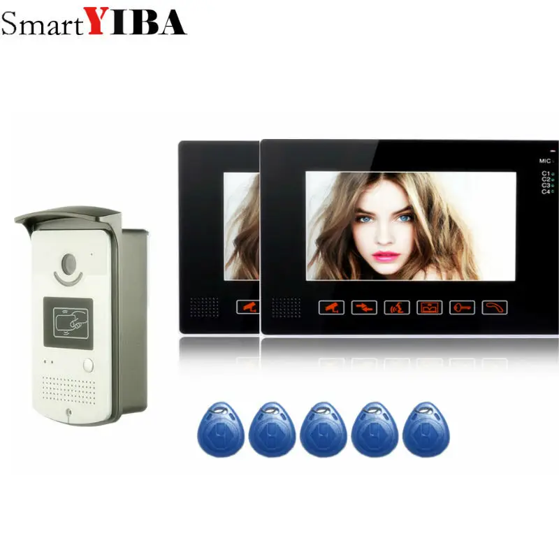 Smartyiba проводной Главная Безопасность 9 дюймов Цвет Видеодомофоны телефон двери Системы 2 Мониторы 1 Ночное видение Дверные звонки Камера