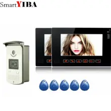 SmartYIBA Wired Home Security 9 inch Color Video Intercom Door Phone System 2 Monitor 1 Night Vision Doorbell Camera
