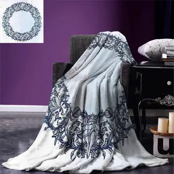 

Occult Blanket Circular Ornamental Occult with Ethnic Floral Details Spirit of Universe Zen Nature Image Warm Blankets for Beds