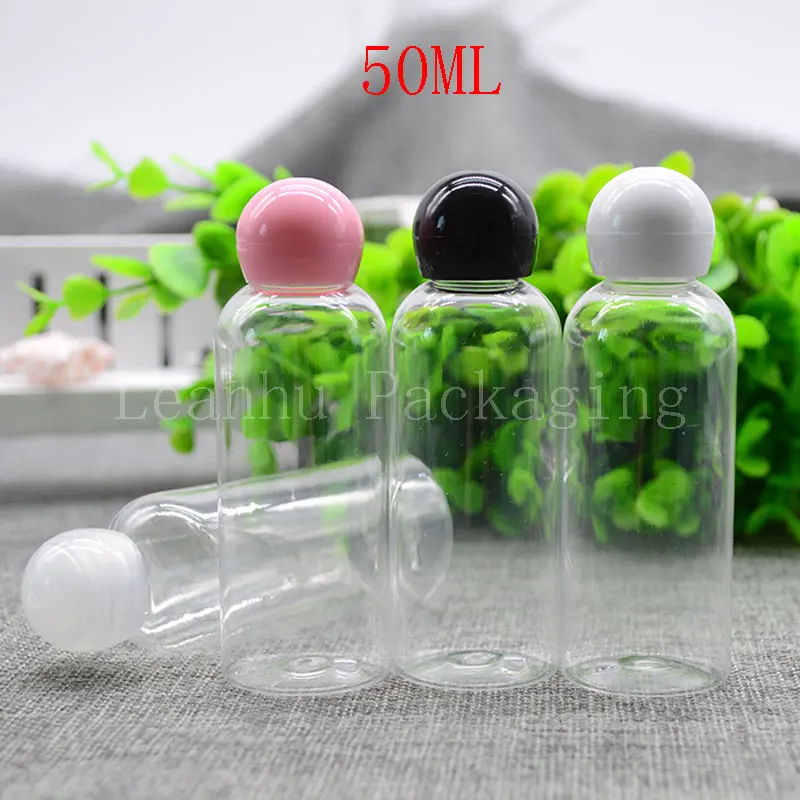 

50ML Transparent Plastic Bottle Mushroom Cap , 50CC Lotion / Toner Packaging Bottle , Empty Cosmetic Container ( 100 PC/Lot )