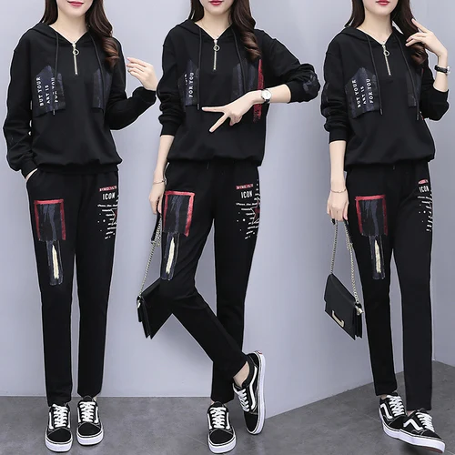 

Plus Size 5xl Two Piece Set Tracksuit Women Fashionable Ensemble Femme Survetement Conjunto Feminino Year-old Female Costume