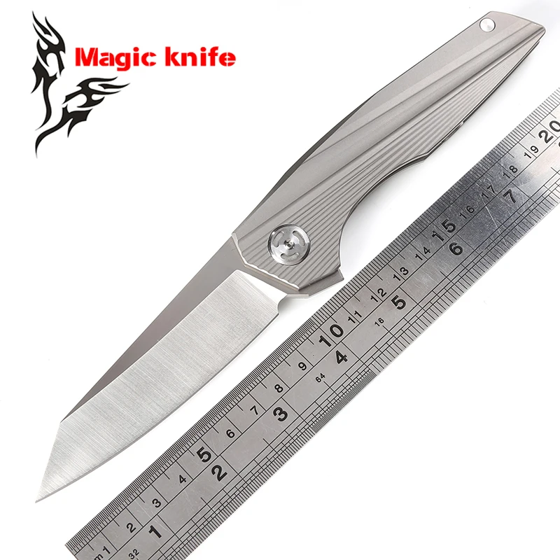 

MAGIC Parallel Original Custom rocket Flipper folding knife D2 blade TC4 Titanium camping hunting pocket fruit knives EDC tool