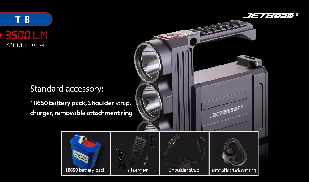 Metros de Campismo Água em Busca de Luz Jetbeam t8 Levou Lanterna Cree 3 xpl Led Max. 3500 Lumens Feixe Distância 800 da Tocha à Prova d' 17 High Quality led flashlight cree