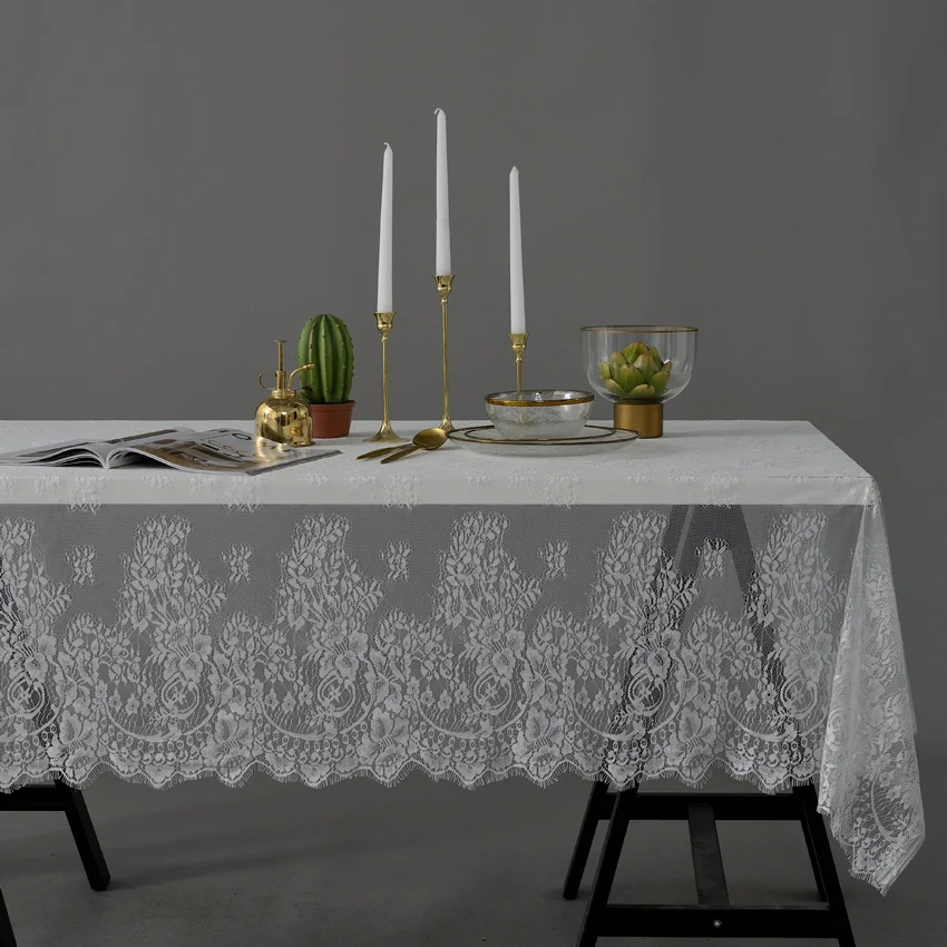 

Lace Flower Table Runner Table Cloth Cover Decor Wedding Writing Desk Dining Table Banquet Party Photography Cloth Adiabatic