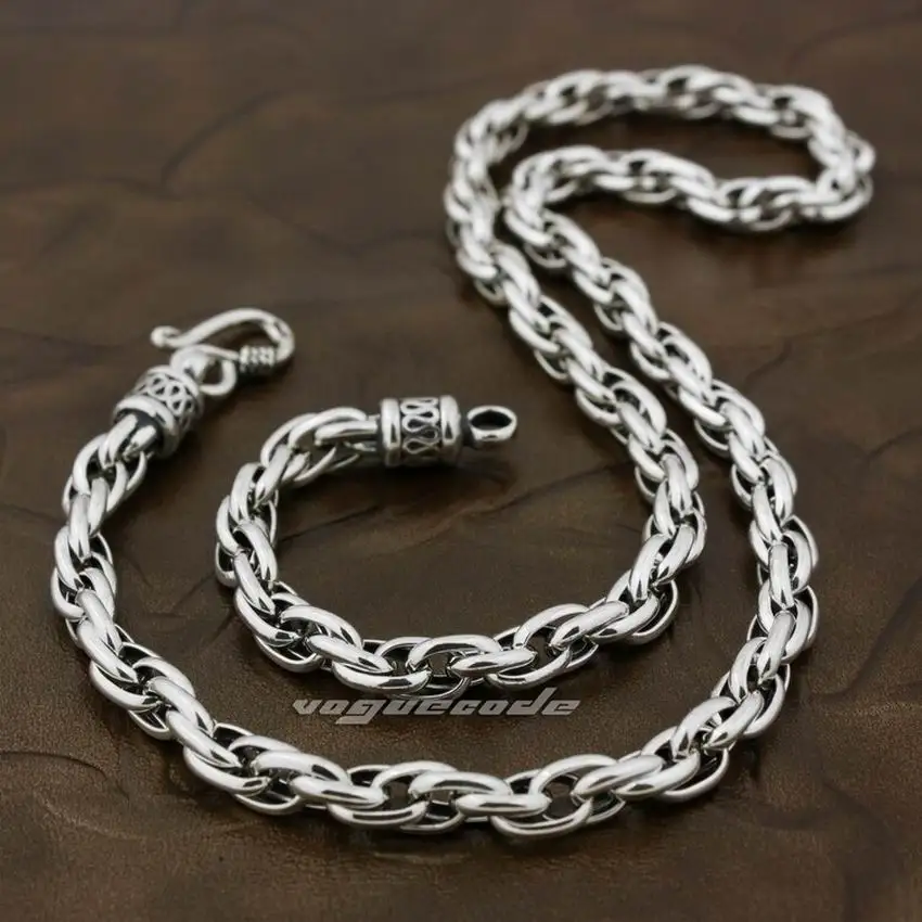 Solid 925 Sterling Silver Fashion Punk Necklace 8K007 Biker Punk