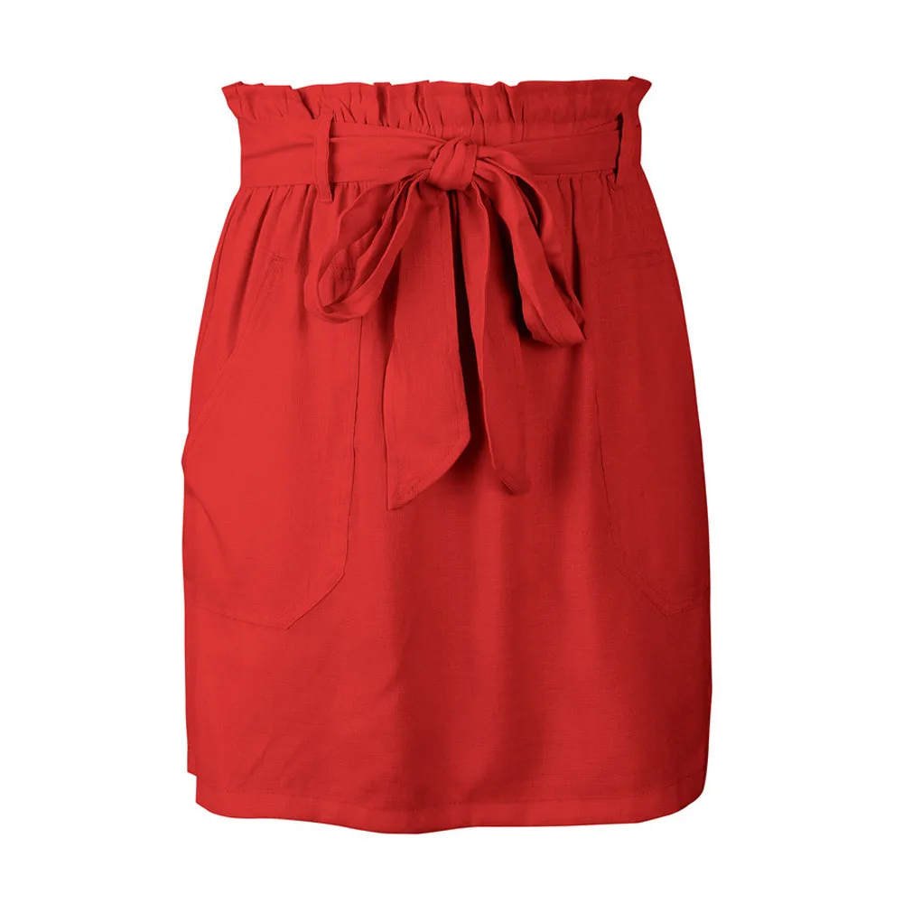 

Summer skirts Womens Pocket Pure Color High Waist Party Casual Solid Skirts Summer Sexy beach Skirts Faldas Mujer Jupe Femme