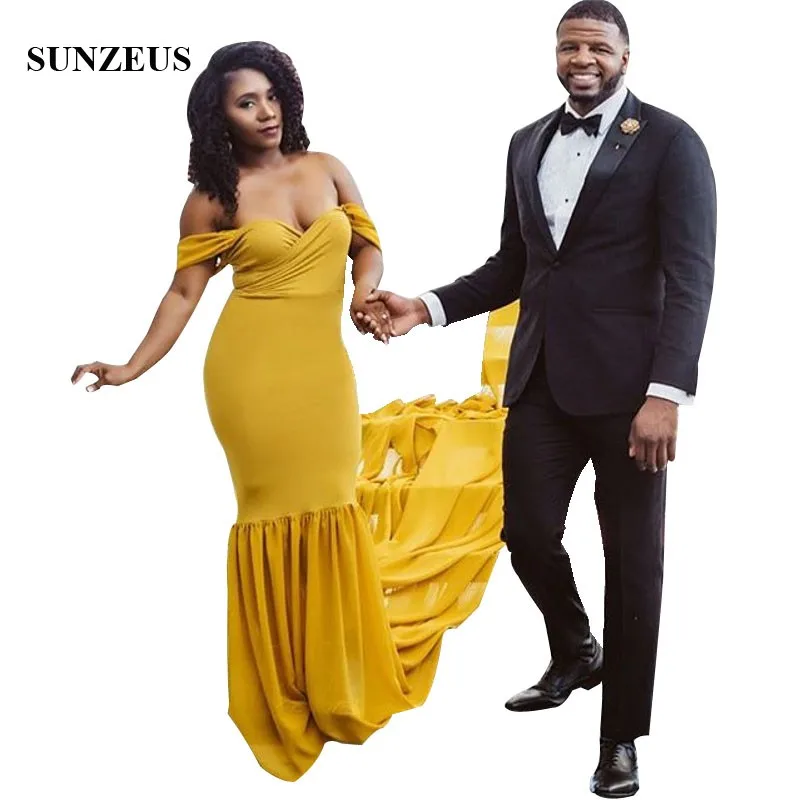 Mermaid Prom Jurk Met Lange Trein Sweetheart Off Shoulder Jersey Goud Partij Jassen Lange Chiffon Rok Vestidos Gala Mermaid Prom Jurk Met Lange Trein Sweetheart Off Shoulder Jersey Goud Partij Jassen Lange Chiffon Rok Vestidos Gala