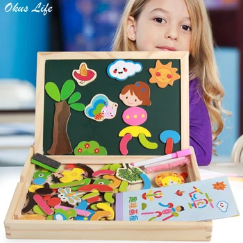 

Wood Toy Storage Box Puzzle Drawing Board Mathematics Smart Animal Sea World Education Toy for Children Magnetic Puzzle Drawing