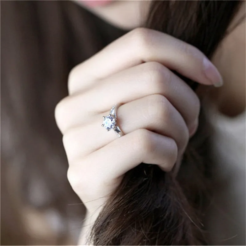 Silver Rings CC Jewelry Rings For Women Silver Plated Bridal Wedding Zirconia Round Stone Ring Bijoux Femme Engagement Anel CC1455