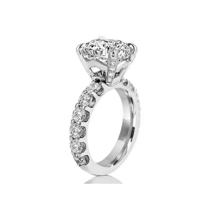 AINOUSHI, 925 пробы, серебряные кольца для женщин, bague femme argent, Обручальные, свадебные, 3 карата, розовое золото, цвет, серебряные ювелирные кольца - Цвет основного камня: White Gold Color