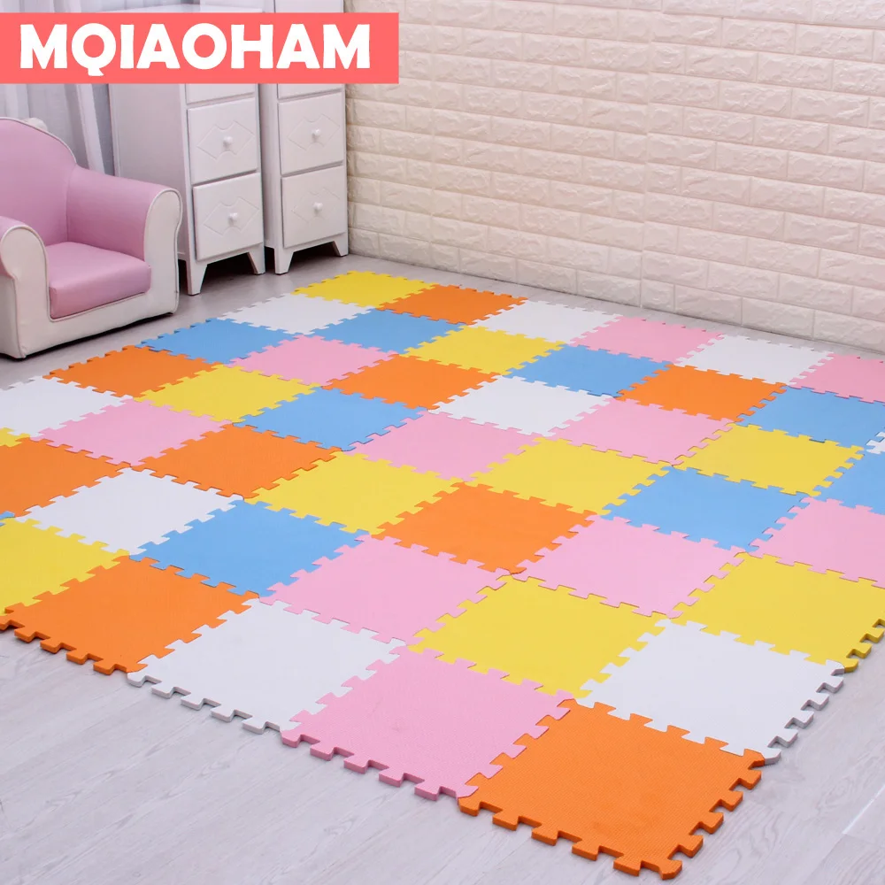 Mqiaoham Baby Eva Foam Puzzle Play Mat/9 Pz/Lotto Ad Incastro Esercizio Tappetino 30Cmx30Cm 1Cm Spesso Strisciante Yoga Esercizio Mat S