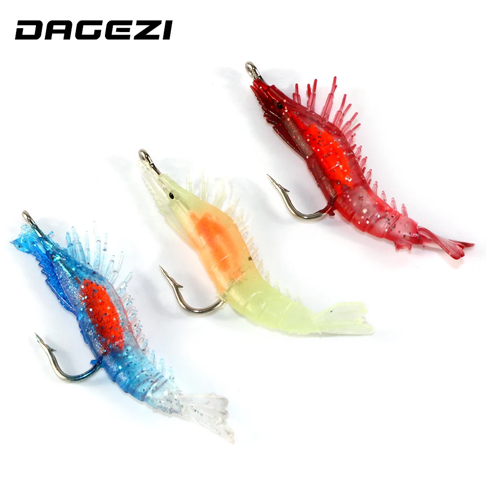 

DAGEZI 3PCS/lot Luminous Soft Lures ISCA Artificial Shrimp Lures/Hooks Wlures 6CM/3G Soft Baits Soft Fishing Lures