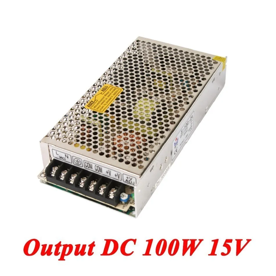 

S-100-15 100W 15v 6.6A Single Output ac-dc watt switching power supply for Led Strip,AC110V/220V Transformer to DC 15V SMPS