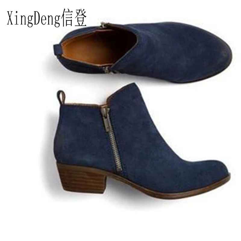 

XingDeng Ladies Party Europen Zip Ankle High Heels Western Boots Shoes Autumn Women Leopard Pattern Thin Heel Martin Boots