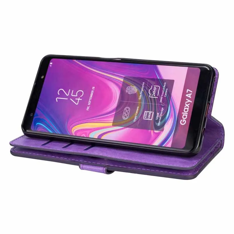 Кошелек на молнии в стиле ретро для Samsung A7 2018 A750 флип чехол с магнитной застежкой и