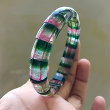 Турмалин два цвета арбузный бочонок бусины возле стекла натуральный хрустальный браслет