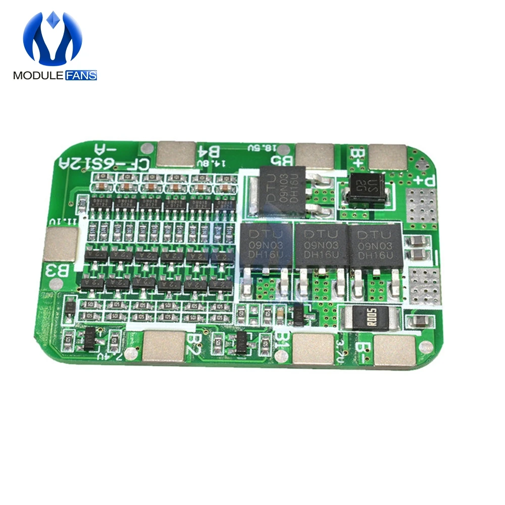 Плата защиты от перегрузки по току 6 S 15A 24 В PCB BMS для литий ионных батарей 18650