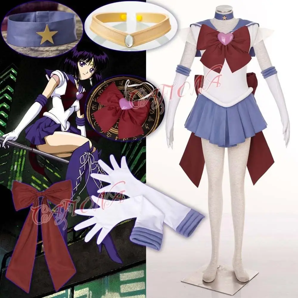 Sailor Saturn Purple Cosplay Costume Uniform Dress Sailor Moon Customized Size