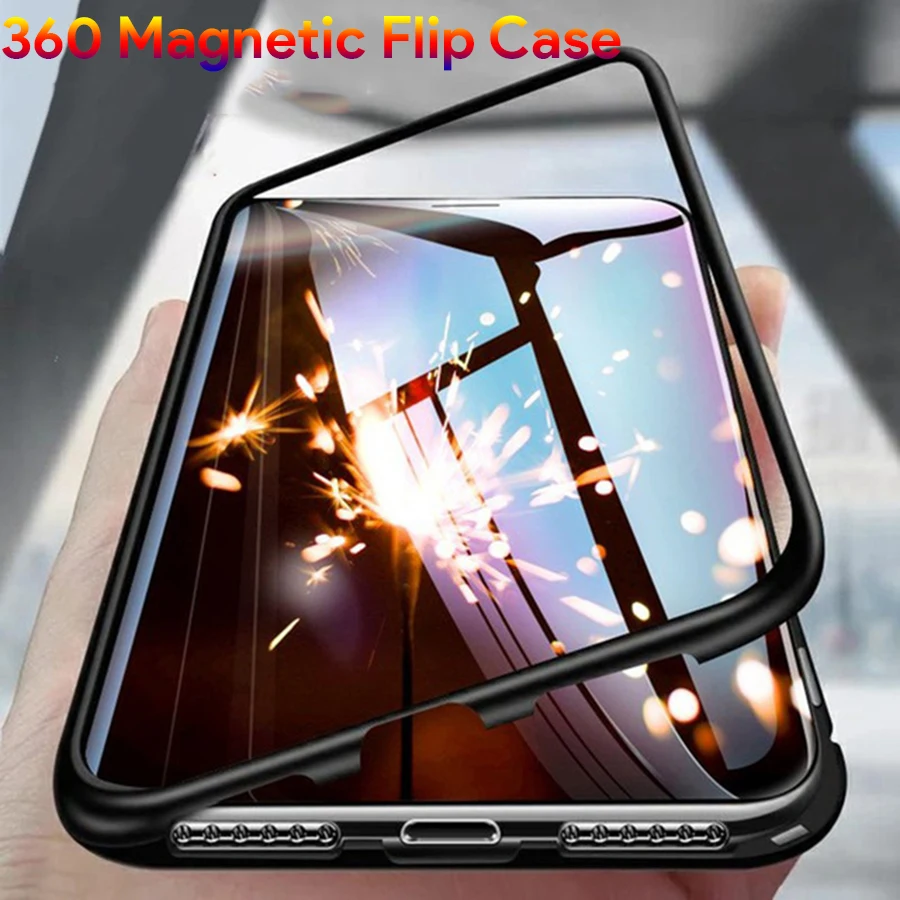 

360 Magnetic case For Huawei P20 Mate 20 Pro Lite Nova 3 3i 3e Tempered Glass Back Magnet Adsorption Cover Flip Cases Honor V10