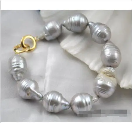 

Wholesale price 16new ^^^^8" 22mm Gray baroque Keshi Reborn pearl bracelet