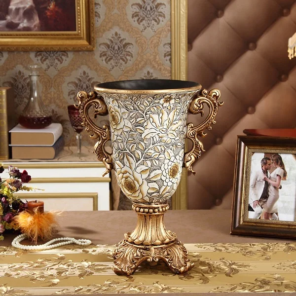 Декоративная ваза, новая скульптура из смолы, античная ваза для гостиной, роскошные классические украшения - Цвет: A