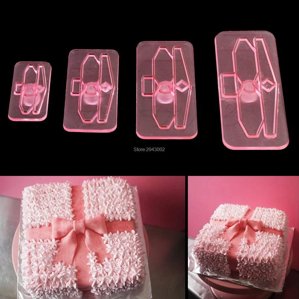 

4Pcs/set Plastic Bowknot Bow Cookie Biscuit Cake Cutter Fondant Mold Sugarcraft Tool