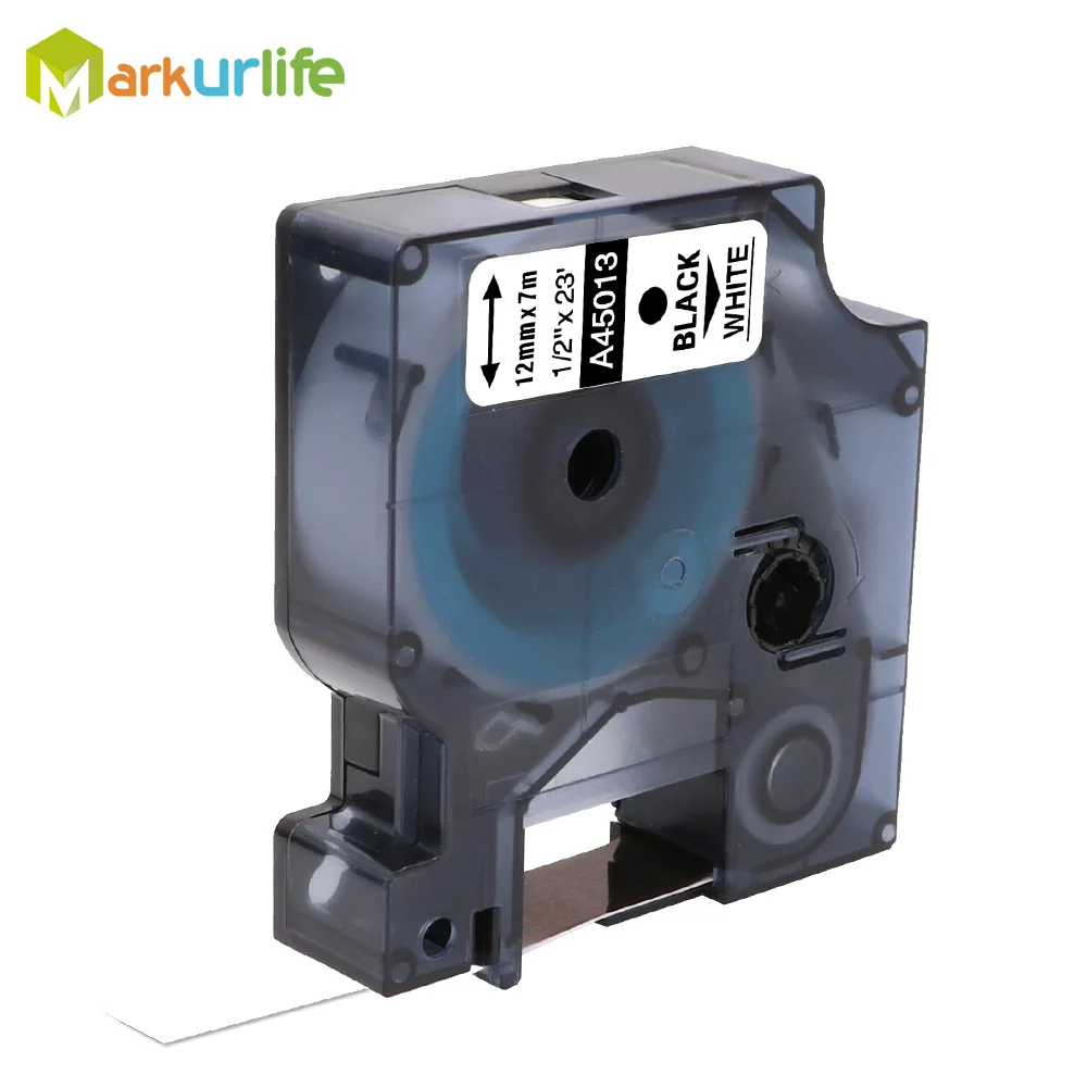 1 Pack Replacement Labeling Tape D1 45013 Black on White Cartridge